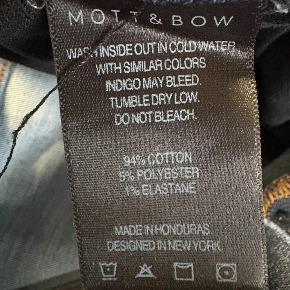 Mott & Bow Slim Wooster Stone Jeans Mens 33x32 Dark Indigo Blue Stretch Denim‎